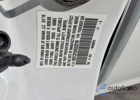 2019 Honda Civic Lx z USA, uszkodzony, nr VIN 19XFC2F62KE020799